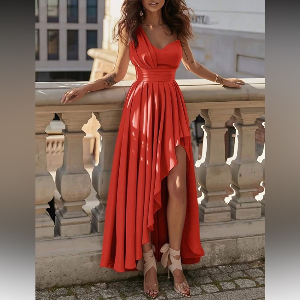 Elegant Orange Evening Gown - Picture 4 of 7